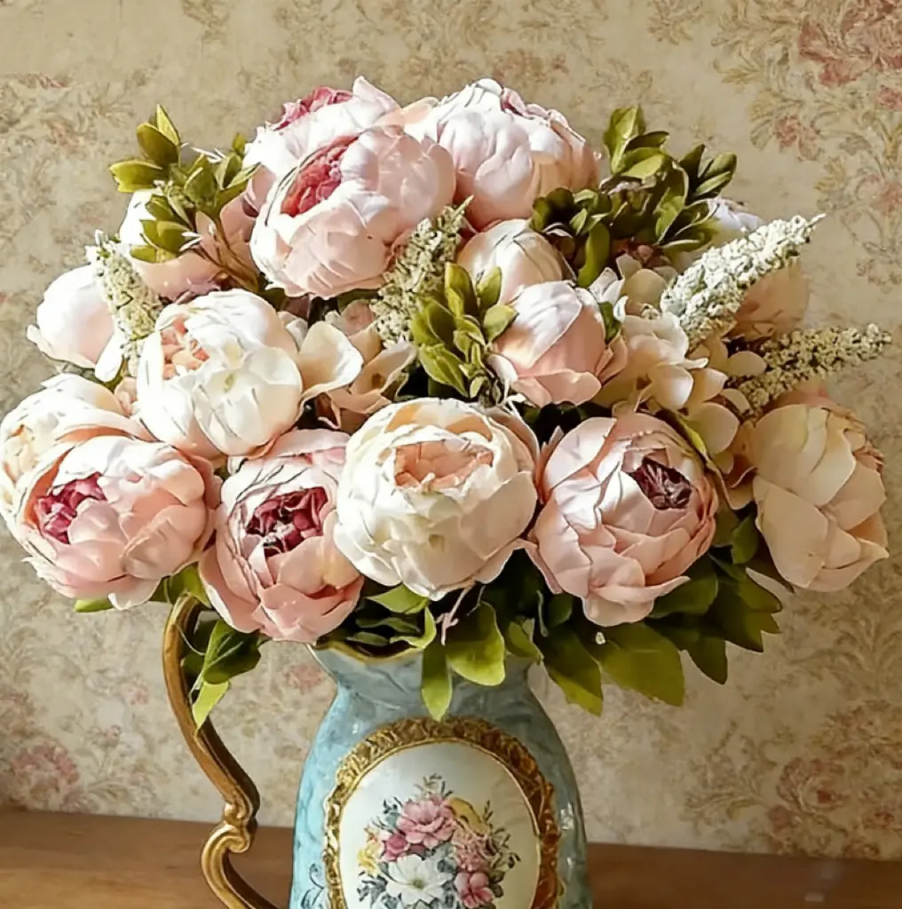 3PCS Romantic Vintage Artificial Silk Peony Flowers, Real Touch Faux Peony Bouquet, Elegant Fake Floral Arrangements for Wedding Bridal Bouquet, Table Centerpieces, Home Bedroom Living Room Vase Decor, Mother's Day Birthday Gift for Women