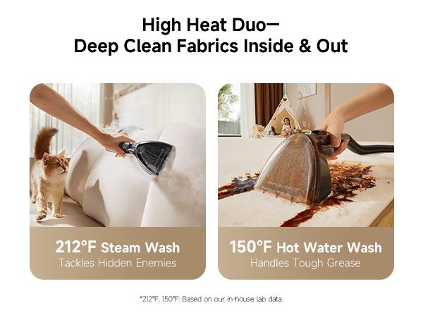 【New Arrival】DREAME N20 Steam Portable Carpet Cleaner with Steam & Hot Water Wash, Upholstery Cleaner Machine with Auto-Mix Solution, 17Kpa Powerful Suction, Spot Cleaner for Carpet, Couch, Furniture, Pets, Cars