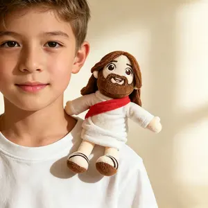 Cute Jesus Doll Plush Toy, Christian Catholic Religious Gift, Adorable Standing Shoulder Figure, Perfect Present for Faithful Followers