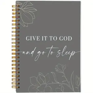 1pc Give It To God And Go To Sleep Spiral Bound Notebook, Bible Notebook Journal for Women Men Writing, College Ruled Spiral Notebook 5.5x8.3in with 50 Sheets, Workbook, Daily Devotional Journal, Devotional Notebook