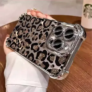 brown leopard print TPU Casing for iphone 17Air 16 15 14 13 12 11 X XS PRO PLUS MAX Four Corners Anti-Fall Transparent Soft Silicone Gift Shockproof Protection Anti-Drop Protective Protector Phone Cases Shell Cover