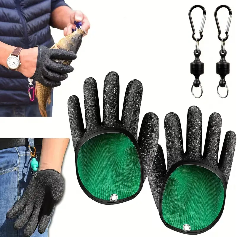 Men's Magnetic Fishing Gloves, Cut and Puncture Resistant with Comfortable Anti-Slip Grip for Easy Handling of Fish in Sea and Freshwater, Easy-Remove, Comfortable Grip, Non-Slip