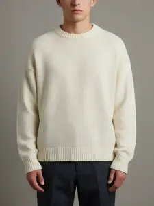 Men's Solid Color Crew Neck Sweater, Casual Fashion Long Sleeve Jumper for Fall & Winter, Men's Knitwear for Daily Wear, Knitted Pullover, Tops