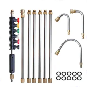 High Pressure Washer Extension Wand, 1/4" Quick Connect Lance, 6 Nozzle Tips, 4000 Psi, Gutter Cleaning, Roof Drainage, Exterior Walls, Pressure Washer Attachments