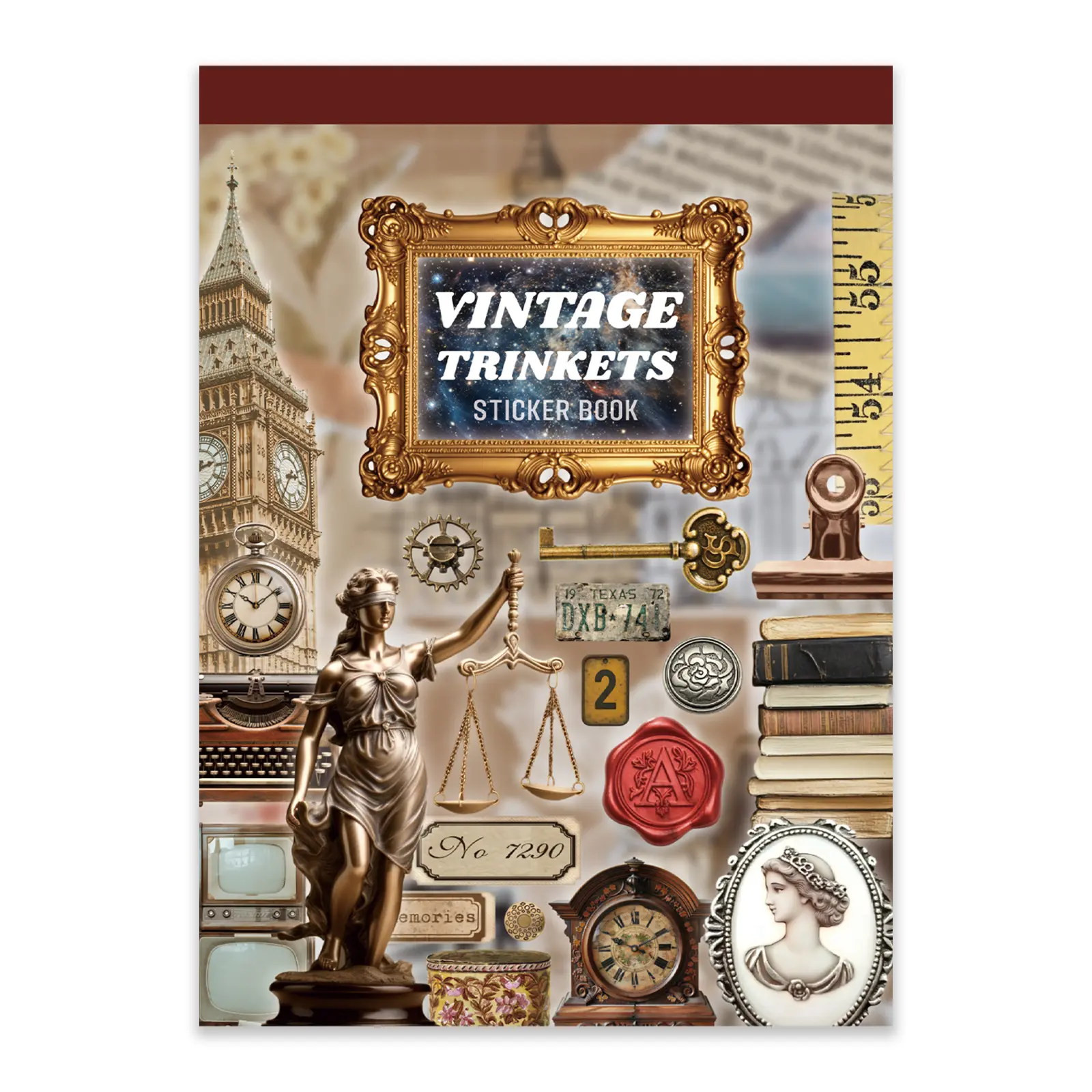 30 Sheets Vintage Trinkets Sticker Notepad (308 Pcs) - Pre-cut Antique Art Ephemera Gift for Dark Academia Junk Journal Bujo Scrapbook Page Scrapbook Photo Album