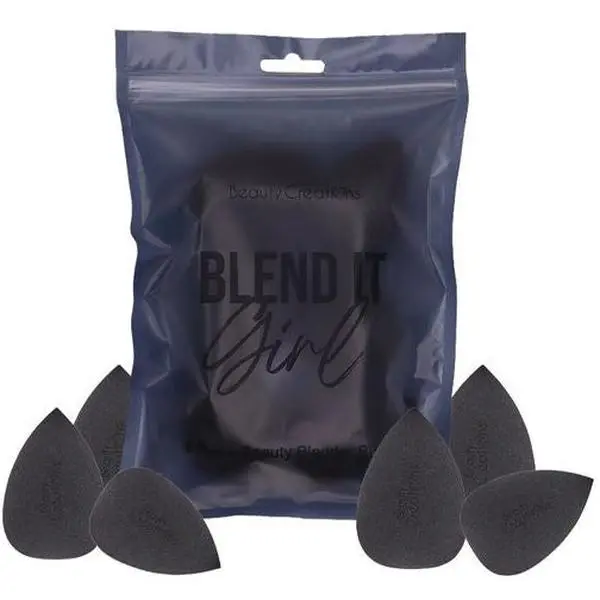 Beauty Creations Black Blend It Girl Makeup Sponges - 6 Piece Set for Liquid Cream & Powder Application - BGBBUPC: 6667619535646