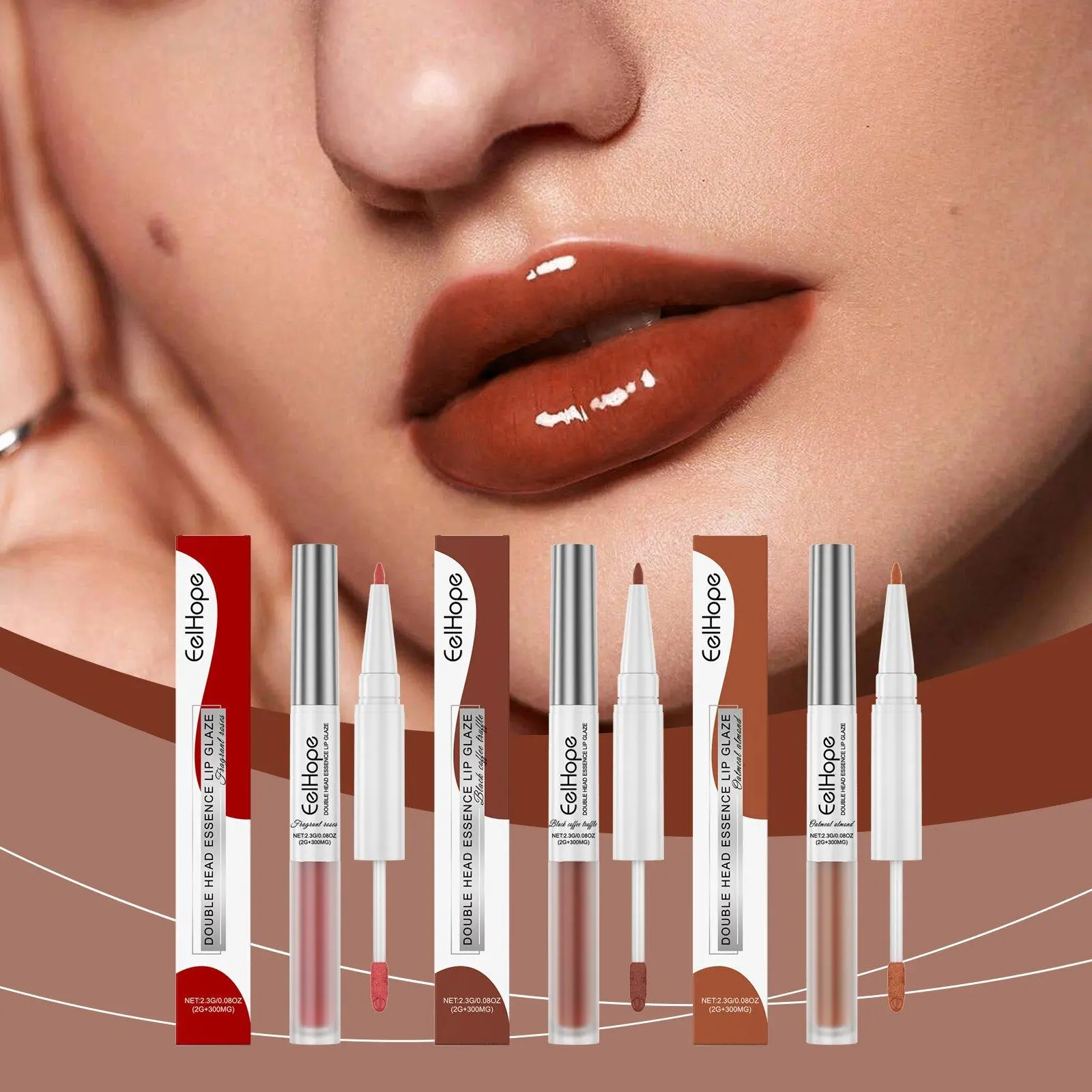 Dual-ended Essence Lip Liner and Lip Gloss Pen: 2-in-1 Lip Liner and Lip Gloss with Mirror-like Shine for Women's Lipstick and Lip Color flawless makeup lasting long glossy cosmetic Eyeliner Lipliner, Perfect Lips, Outline Then Fill