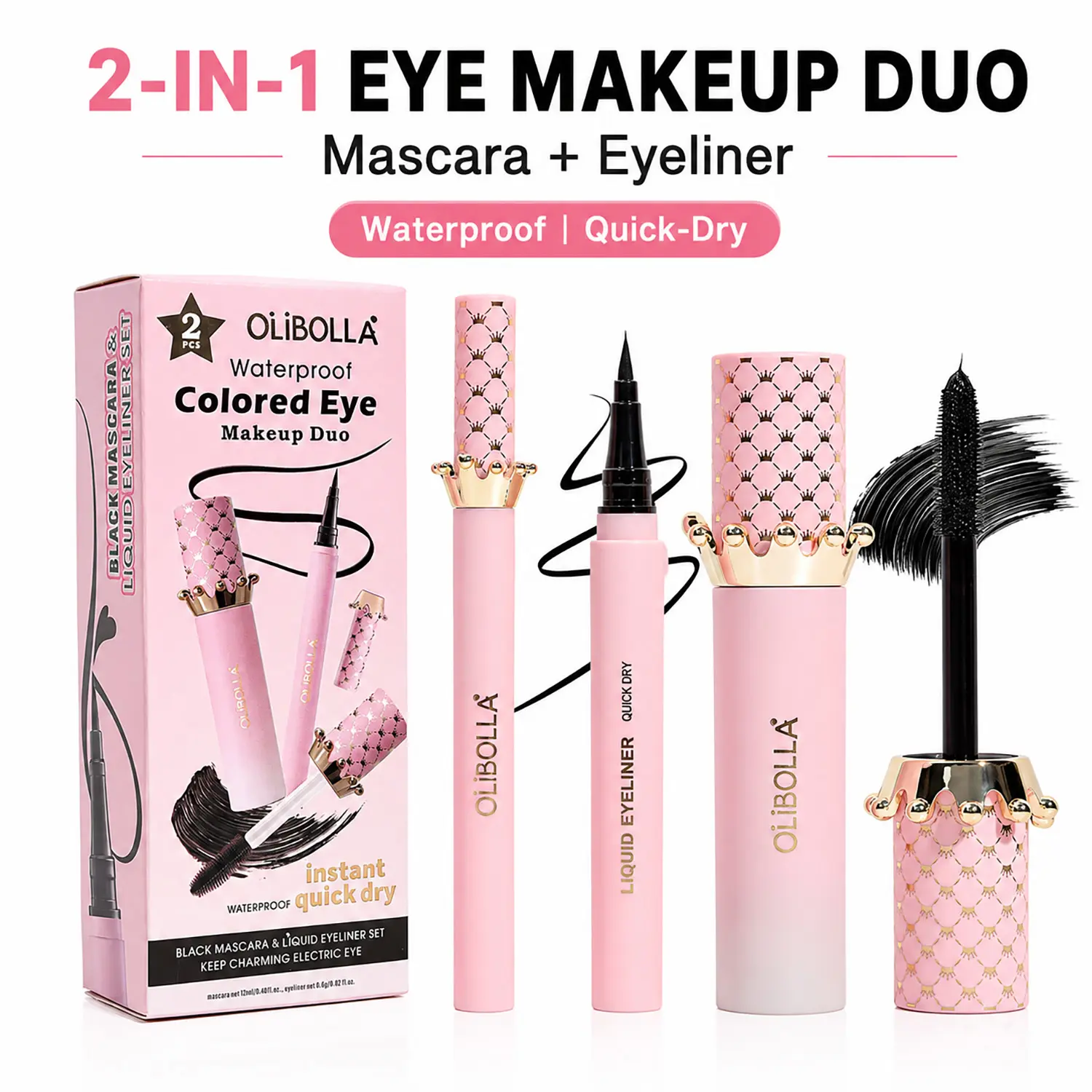 Liquid Eyeliner Pen & Mascara Set – Eye Makeup Duo for Defined Eyes, Smooth Application and Natural Lash Volume