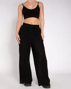 Rialto Ribbed Wide Leg Plisse Pant