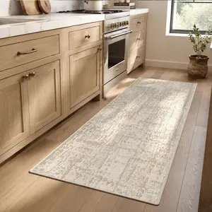 2‘x6’  Washable Boho Runner Rug, Non Slip Rubber Backing Low Pile Stain Resistant Carpet for Hallway Kitchen Bathroom Laundry Room, Pet & Kid Friendly