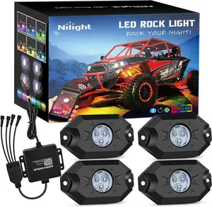Nilight RGB LED Rock Kit for ATV, UTV, RZR, SUV - 4 Underglow Multicolor Neon with Bluetooth App Control, Fading Music Mode, and Offroad Features Car Accessories Vehicle Automotive  dealsforyoudays