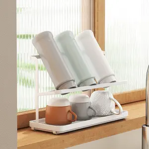1pc Kitchen Draining Rack Cup Holder, Desktop Anti-Drip Mug Stand, Home Water Bottle Storage Tray, Milk Bottle Tea Cup Organizer