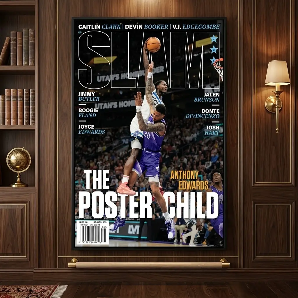 Anthony Edwards Basketball Poster, Action Sports Wall Art Print, No Frame