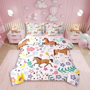 Feelyou 7-Piece Rustic Western Horse Motif Kids Bedding Set for Boys, Multi-Size Soft Breathable Bed-in-a-Bag with Comforter, Sheets, Pillowcase, Bedding Supplies