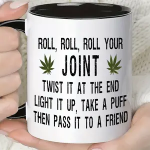 [1pc Ceramic Mug] 1pc Reusable Ceramic Coffee Mug - Roll Your Joints |   Dishwasher Safe, Perfect for All Seasons and Gifts