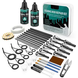 Fishing Rod Repair Kit - 3-in-1 Fishing Pole Complete Supplies Kit for Rod Tips, Fishing Rod & Guide Eyelets Replacement, with Epoxy Glue, Wrapping Thread, Other Fishing Accessories & Gear