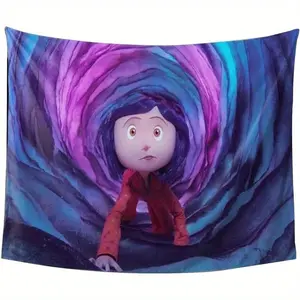 Coraline Tapestry - Vibrant Psychedelic Wall Hanging, Polyester Peach Skin Fabric, Ideal for Bedroom and Dorm Decor, Bedroom Wall Decor |     Artistic Decor |     Soft Texture Fabric, Bedroom Decor