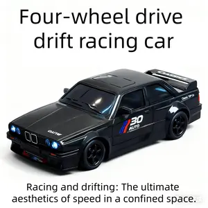 1:24 Remote Control Drift Car with 2.4GHz 4wd, Amazing Lights and Tires, Includes Road Obstacle Tools, Perfect Birthday Gift