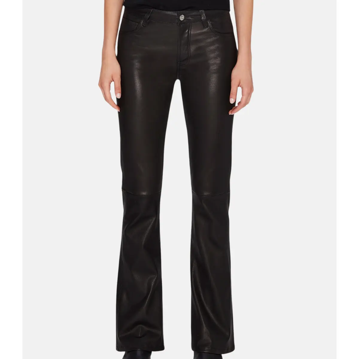 Black Bootcut Leather Pants For Women