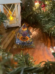 Natural Amethyst Stone Orgonite Pyramid - Amethyst Time Wheel Meditation Energy Pyramid Healing Reiki EMF Protection Decor