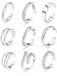 9Pcs 18K Gold Filled Gold Toe Rings for Women Adjustable Silver Toe Rings Foot Jewelry for Summer Beach
