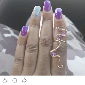 Handcrafted Amethyst Wire Wrap Ring with Unique Snake Design for Women's Fashion Accessories