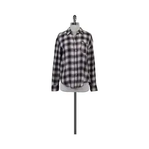 Elizabeth & James - Purple White & Black Plaid Cotton Button-Up Sz XS