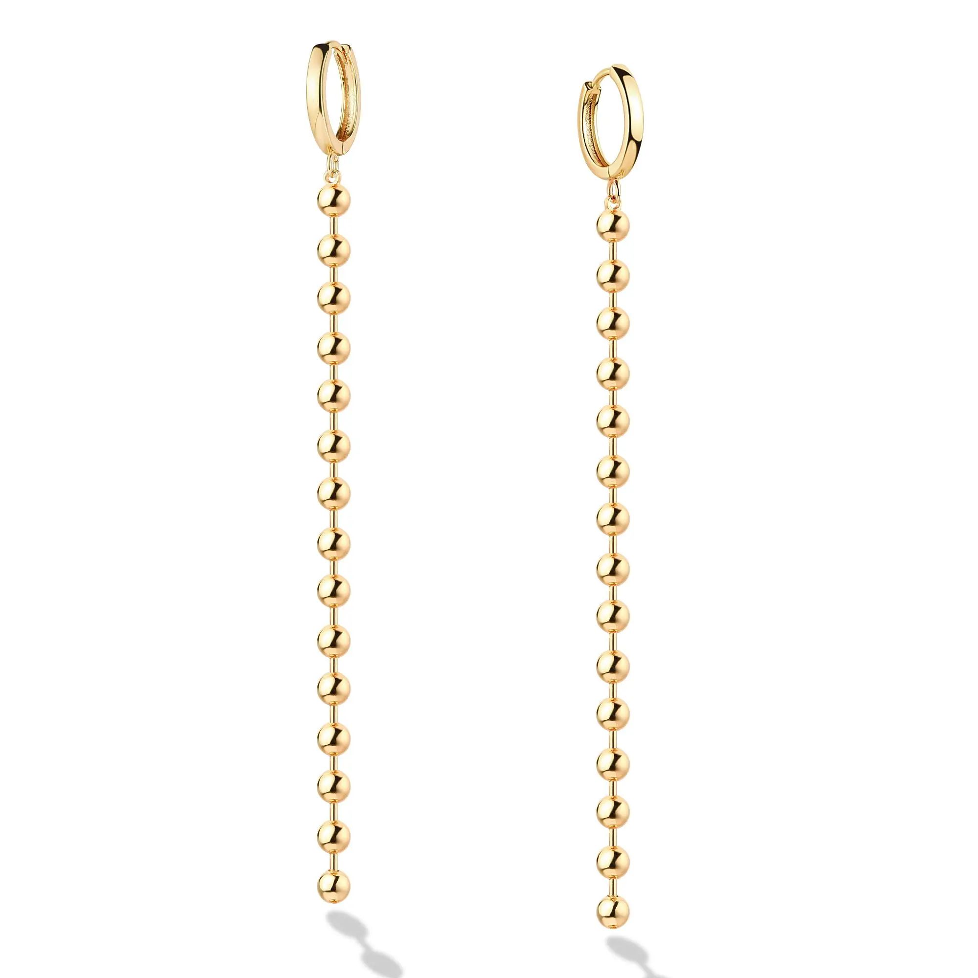 Fettero Gold-Plated Long Tassel Hoop Earrings for Women Lightweight Dangle Chain Earrings