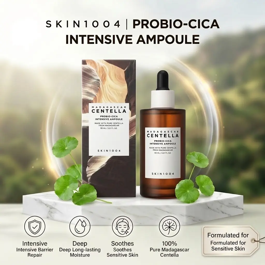Probio-Cica Intensive Ampoule (1.69 fl oz/50ml) - with Centella Asiatica Extract, Soothes Sensitive & Dry Skin, Delivers Moisture & Smooth Texture