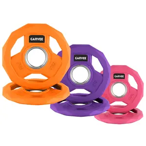 Garvee rubber-coated cast iron weight plate set, 5.1 cm, for home gym and commercial use, barbell plates for men and women, multiple weight options (1.1–43.1)