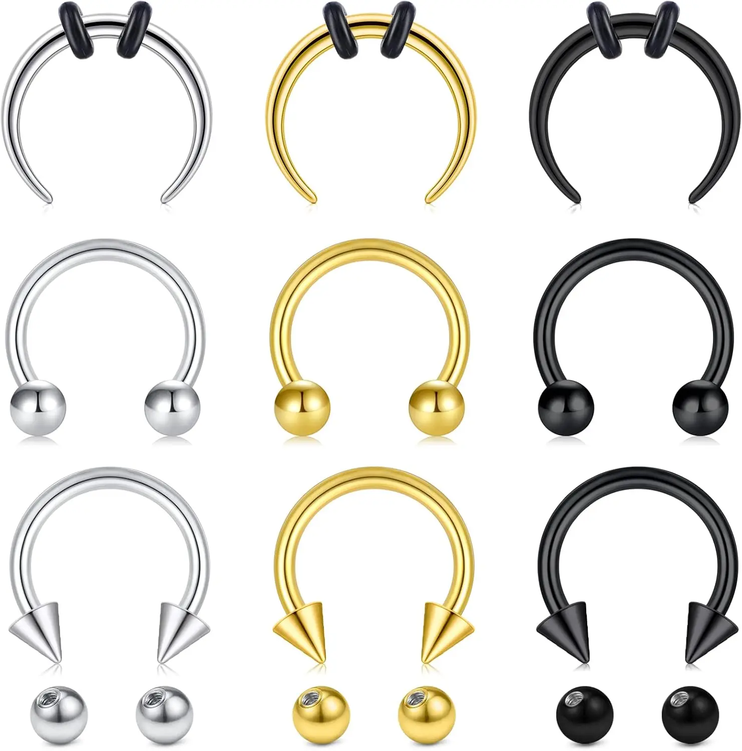 Septum Rings Septum Jewelry 16g 18g Septum Ring Septum Piercing 20g Horseshoe Earring Hoop Lip Ring Silver Black Gold