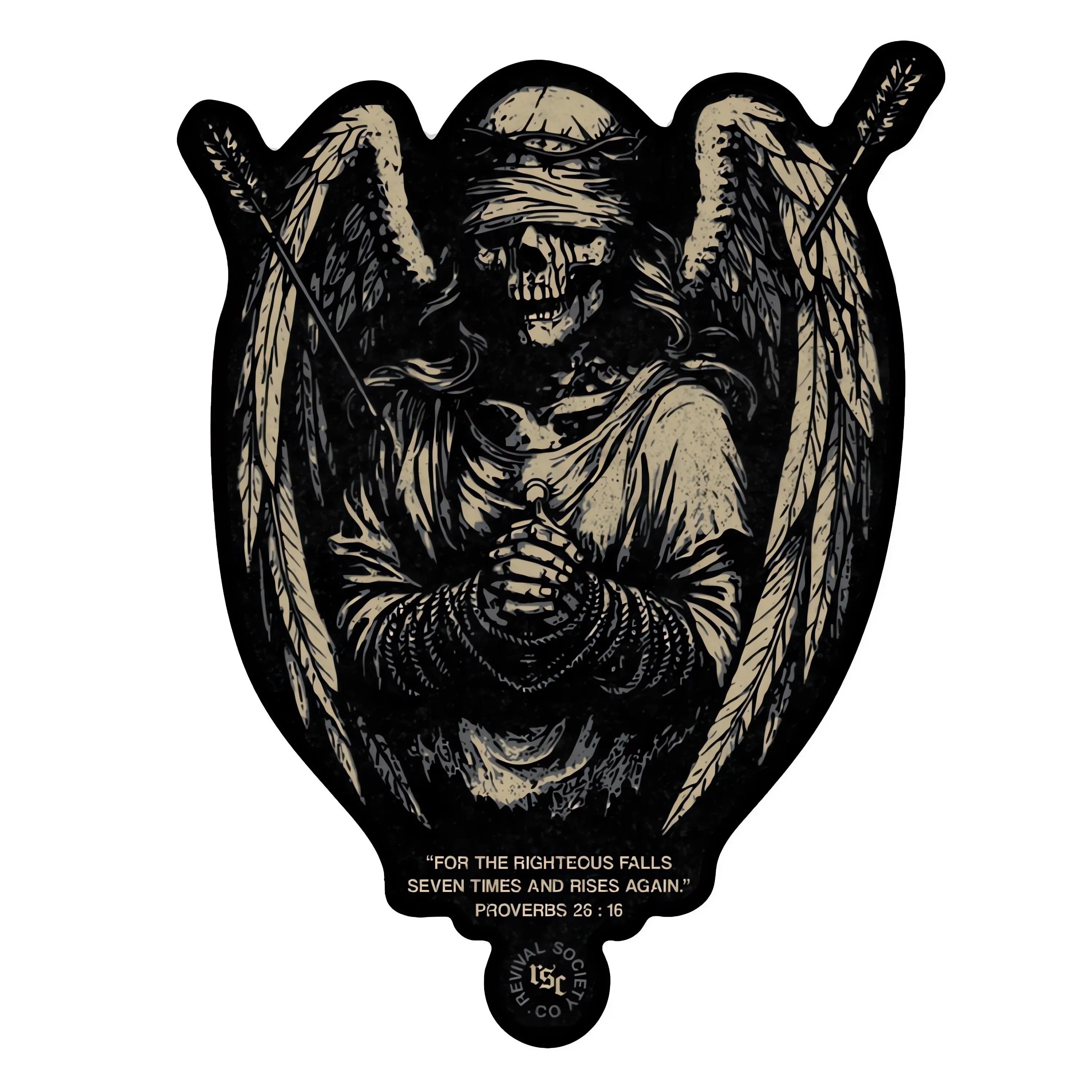 COMBAT IRON Proverbs "The Righteous Falls 7 Times" Decorative Sticker - Heavy-Duty UV-Resistant Vinyl Sticker with Strong Adhesive Stays Put for Coolers, Vehicles