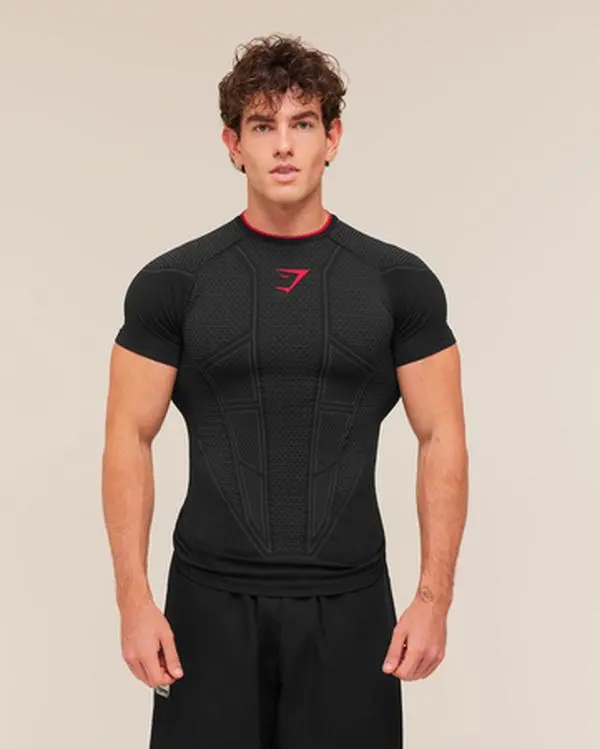 Gymshark Onyx V1 Men’s Compression T-Shirt, 4-Way Stretch Short Sleeve Gym Training Shirt
