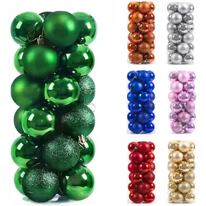 24 Pcs Christmas Balls Set, 40mm/1.57 inch, Shatterproof Pre-Hooked Hanging Ornaments for Christmas Tree, Seasonal Home Decoration (Green)