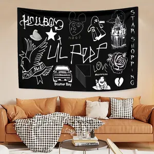 This Lil Peep Syncprinting, decorative tapestry background cloth, thickened soundproof tapestry, velvet thermal tapestry, home decorative tapestry, Durable Decorative Tapestry, fine printing, the perfect Christmas gift for family and friends