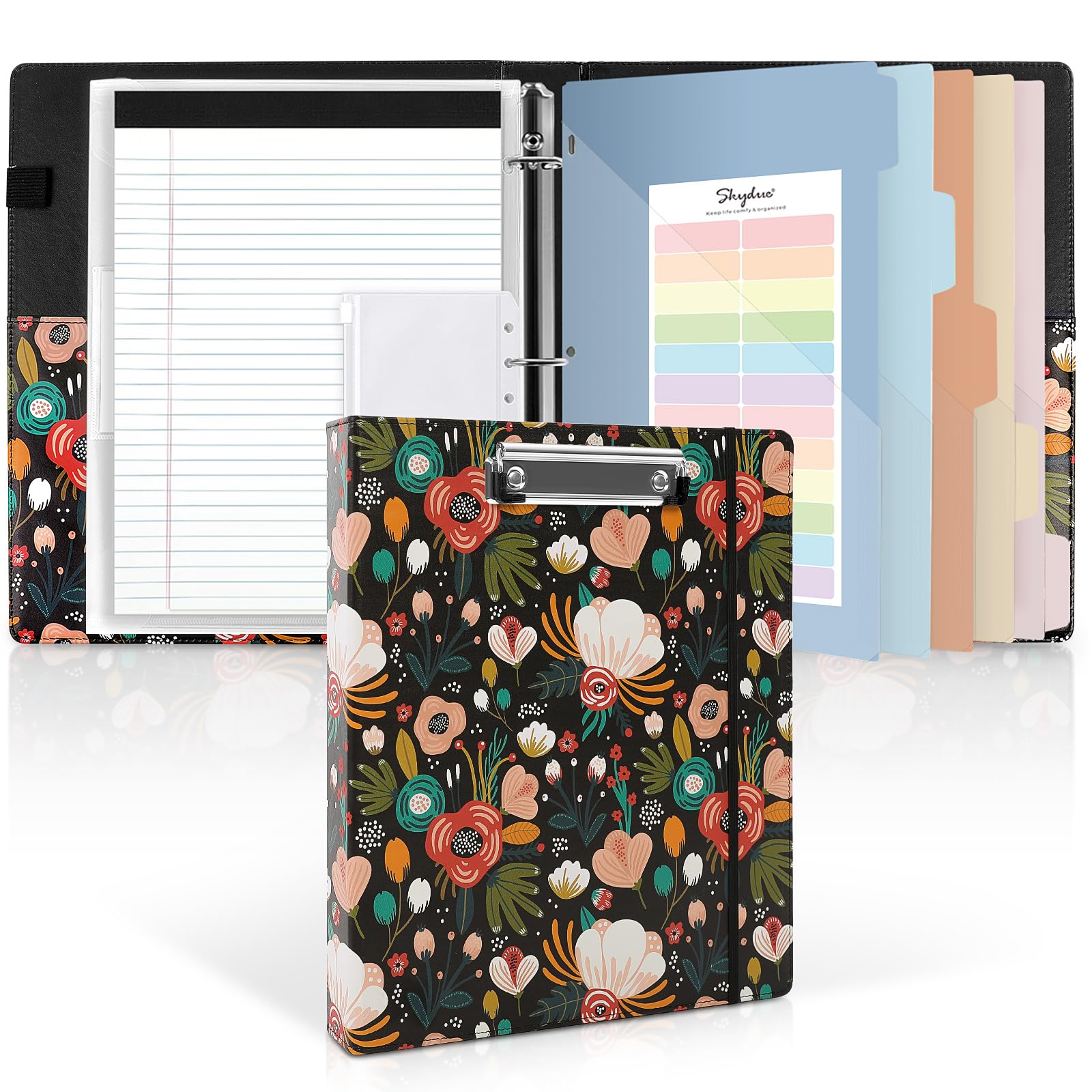 SKYDUE 1 Inch PU Clipboard Binder with Refillable Notepad, 5 Dividers, 10 Pockets & Labels, Letter Size,back to school,back to school shopping SKYDUE 1 Inch PU Clipboard Binder with Refillable Notepad, 5 Dividers, 10 Pockets & Labels, Letter Size,back to school,back to school shopping