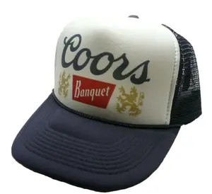 Coors banquet Trucker Hat | Adjustable Trucker Foam Navy Hat | Trendy Trucker Mesh Hat | Retro Vintage Trucker Hat | Snapback Hat Mans