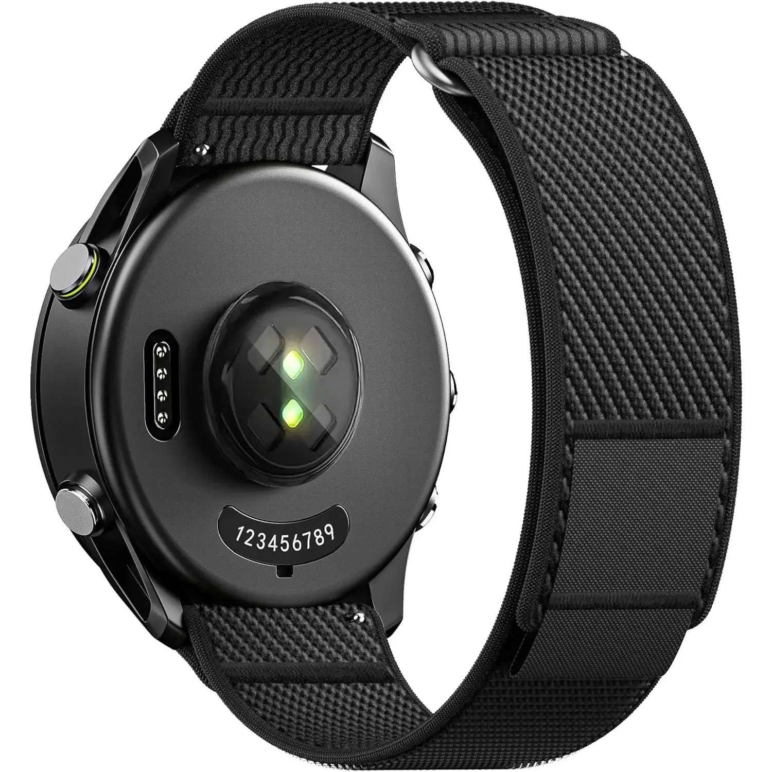 Nylon Watch Band Compatible with Garmin Vivoactive 5/6/3/Forerunner 245/165/55, 20mm Quick Release Watch Band for Venu 2 Plus/Venu Sq/Sq 2 for Men(Black/Grey, L)