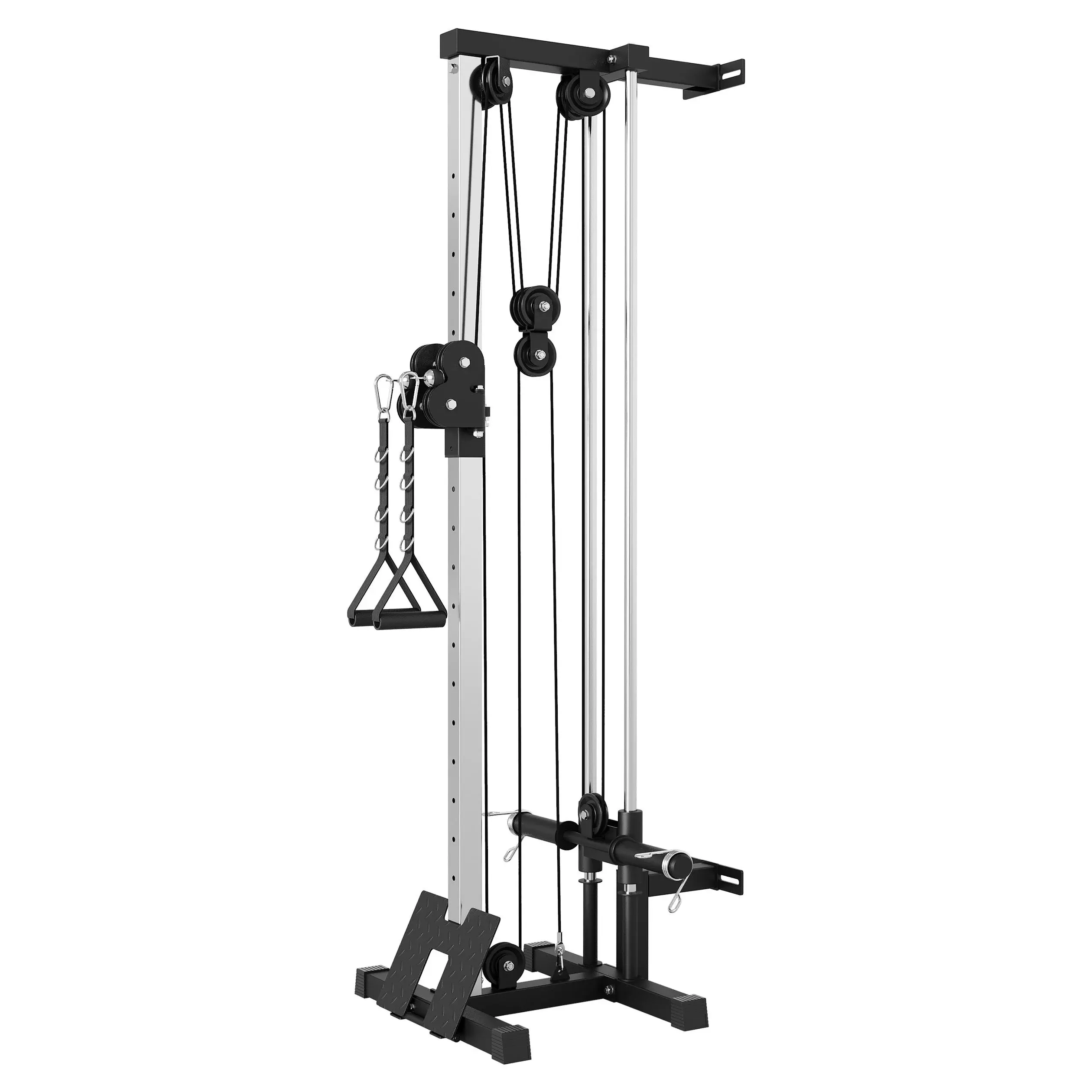 Home Gym Wall-Mounted Cable Machine - 19 Adjustable Heights, 400LB Carbon Steel Dual Pulley System, Space-Saving Compact Station, 2200LB Tensile Strength Cable, Fits 1" & 2" Weight Plates for Full Body Workout, Chest Workout Equipment, Adjustable Exercise