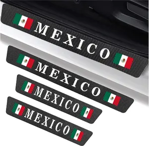 pcs Mexico Flag Mexican Flag Patriotic Carbon Car Door Sills Protector Stickers,Car Entry Guard Decorative, Edge Scratch Film for Auto, Truck, SUV Front/Rear Doors(Mexico Flag )