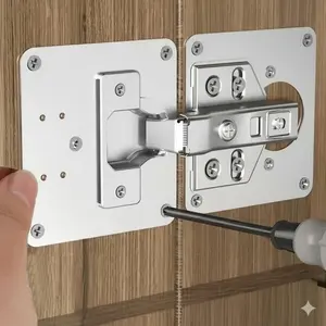 Fixing Loose Cabinet Hinges? Quick Repair Plate for Drawers, Wardrobes & Furniture Doors, Door Hardware. Easy Installation, Strengthens Connections. Perfect for Home Renovation & DIY Fixes. Single Pack.