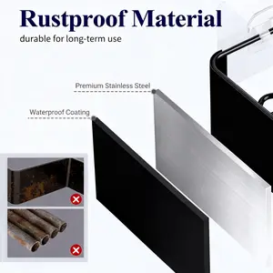 2 Pack Black Metal Shower Caddy Bathroom Shelves, Iron Spray Coated Wall Mounted Bathroom Organizer with Edge Guard Design, Rustproof Storage Rack for Shampoo, Soap and Toiletries, Space Saving Shower Shelf for Bathroom and Kitchen