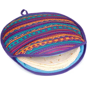 Tortilla Warmer Pouch (Multicolor, 12 Inch), Microwavable Fabric Tortilla Heater Pouch to Keep Tortillas Soft & Warm, Insulated Heat Keeper for Flour & Corn Shells, Ideal for Tacos & More by PixiPy