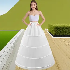 Women's 4 Hoop Skirt Petticoat A Line Crinoline Floor Length Underskirt for Wedding Dress Ball Gown Prom Quinceanera Slips 