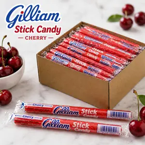 Gilliam Old Fashioned Candy Sticks Cherry 80 ct Box - Classic Nostalgic Flavor Individually Wrapped Sweet Fruity Treats for Parties & Sharing - Bonbon