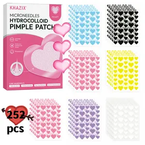 252pcs Heart-Shaped Hydrogel Acne Patches, Waterproof Breathable Non-Irritating, Daily Face Care & Makeup Base, Travel Essential, Hydrocolloid Acne Patch