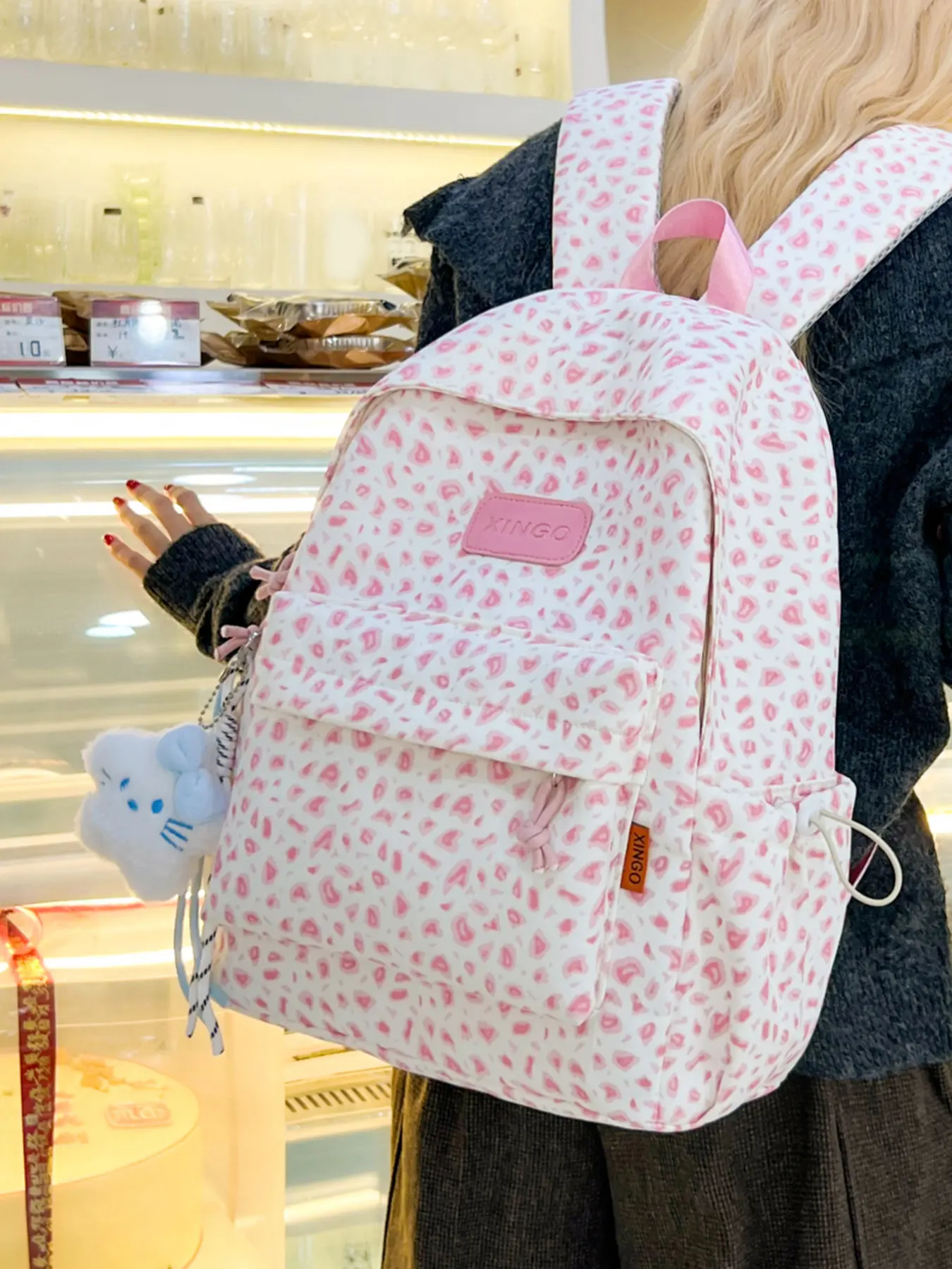 1pc Women's backpack, Backpacks Women, with large capacity, zipper closure, free pendant, suitable for students to go to school, work, commute, shopping