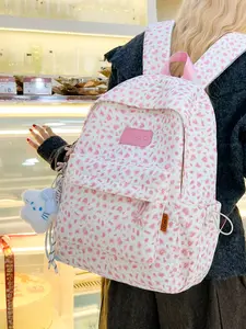 1pc  Women's backpack with large capacity, zipper closure, free pendant, fashionable and versatile, suitable for students to go to school, campus, work, commute, shopping, women's backpack, stylish daypacks, Casual Printed Backpack, Cute Backpack