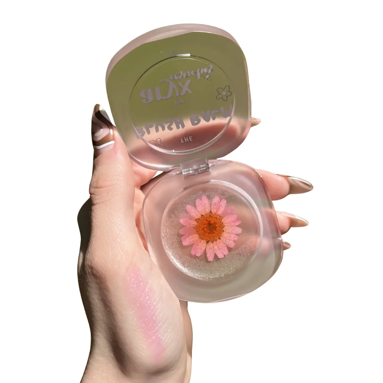 The Blush Balm by Aryx Cosmetics - Floral Compact 2-in-1 Cheek & Lip Makeup with Real Flower, Crystal, Fresh Vibe Dewy Finish