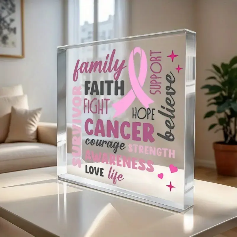 Acrylic Square Decorative Figurine, Modern Home Decoration, Stylish Accent Piece, Perfect for Living Room and Bedroom, Acrylic Plaque Decor, Acrylic Sign